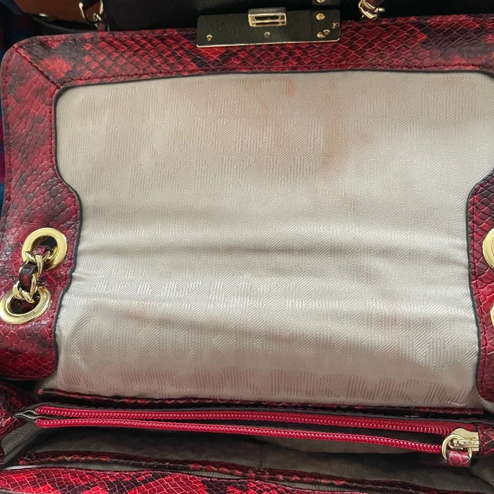 Red and black python leather Micheal Kors bag/ gold hardware. Condition good. - Picture 4 of 11